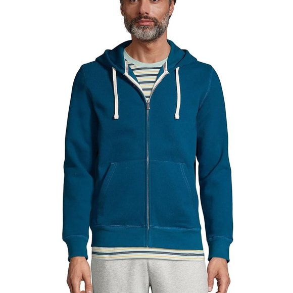 NWT Lands End Men's Serious Sweats Full Zip Midweight Hoodie Size L $100 FLA264 - Picture 1 of 2